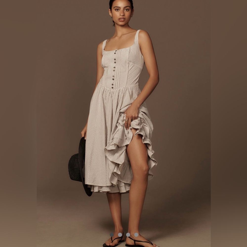 PILCRO By Anthropologie The Jenna Drop-Waist Midi Dress Women's Size 6 NWT